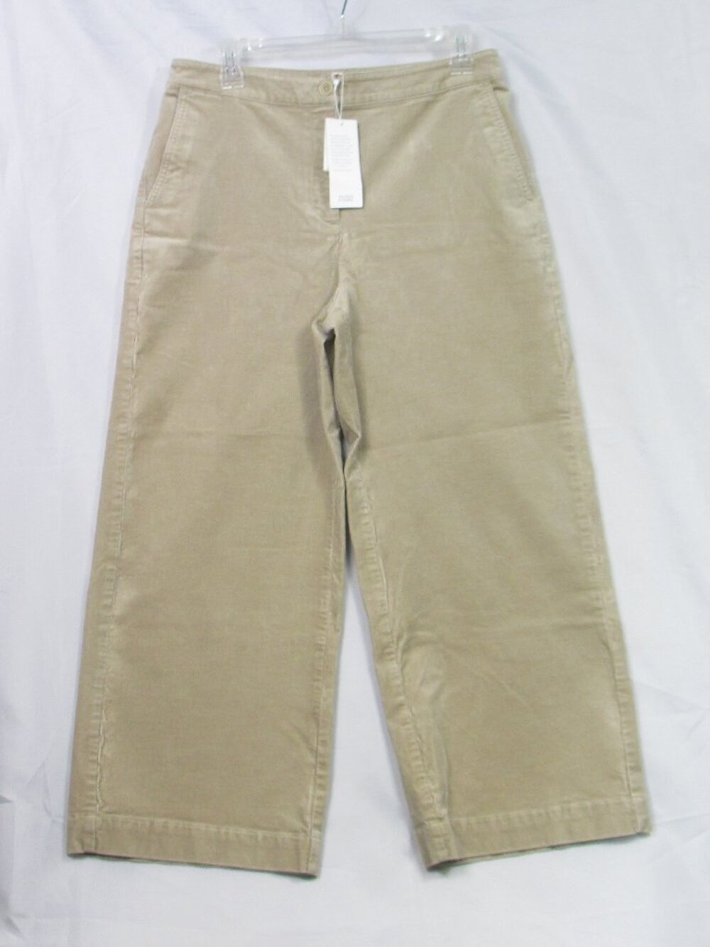 NWT Eileen Fisher Wide Leg Cropped Pants Beige Corduroy Neutral Cotton 12P